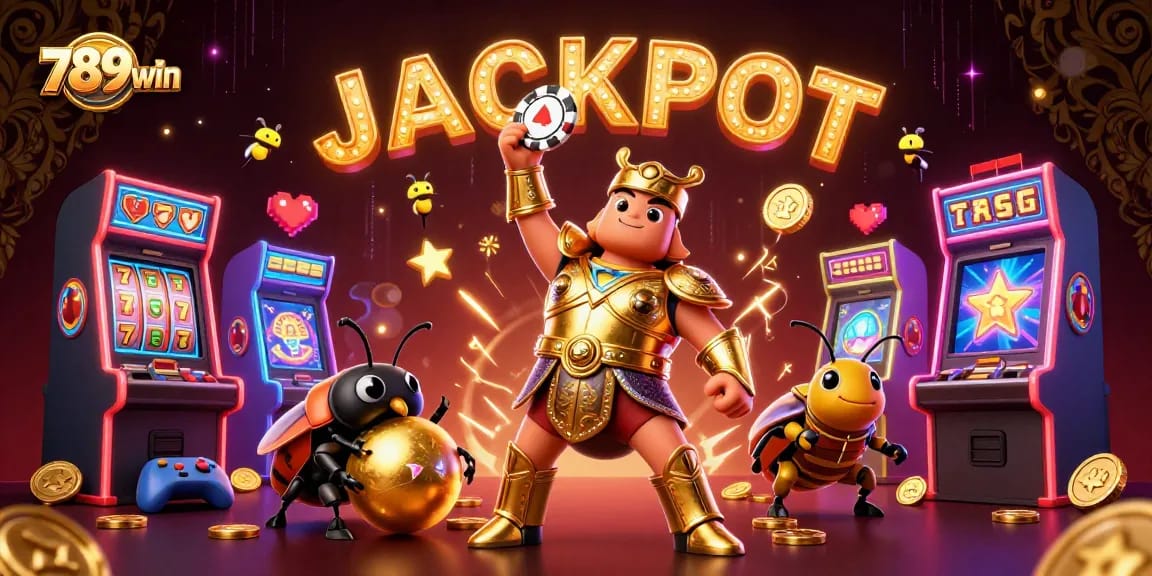 Win big at 789win with our epic jackpot illustration featuring vibrant casino elements.