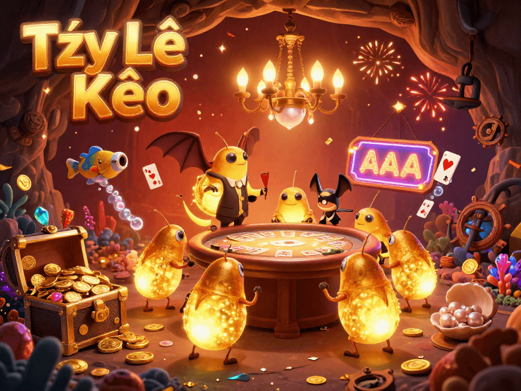 Discover the vibrant Tỷ Lệ Kèo cave casino illuminated by glowworms and rich game elements.