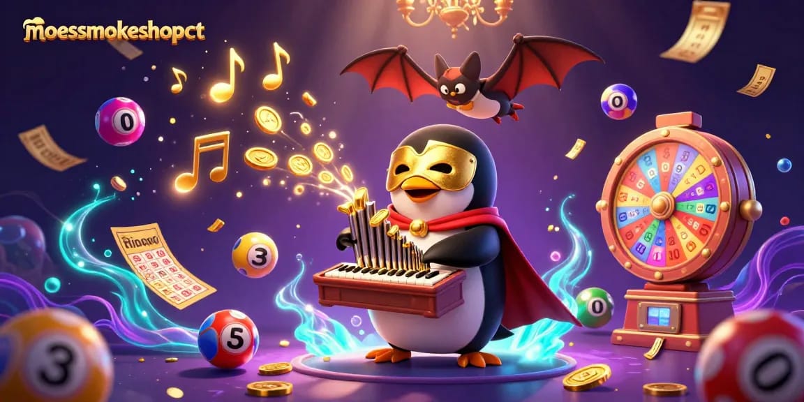 Experience the thrill of moessmokeshopct with the penguin playing a coin-shooting organ