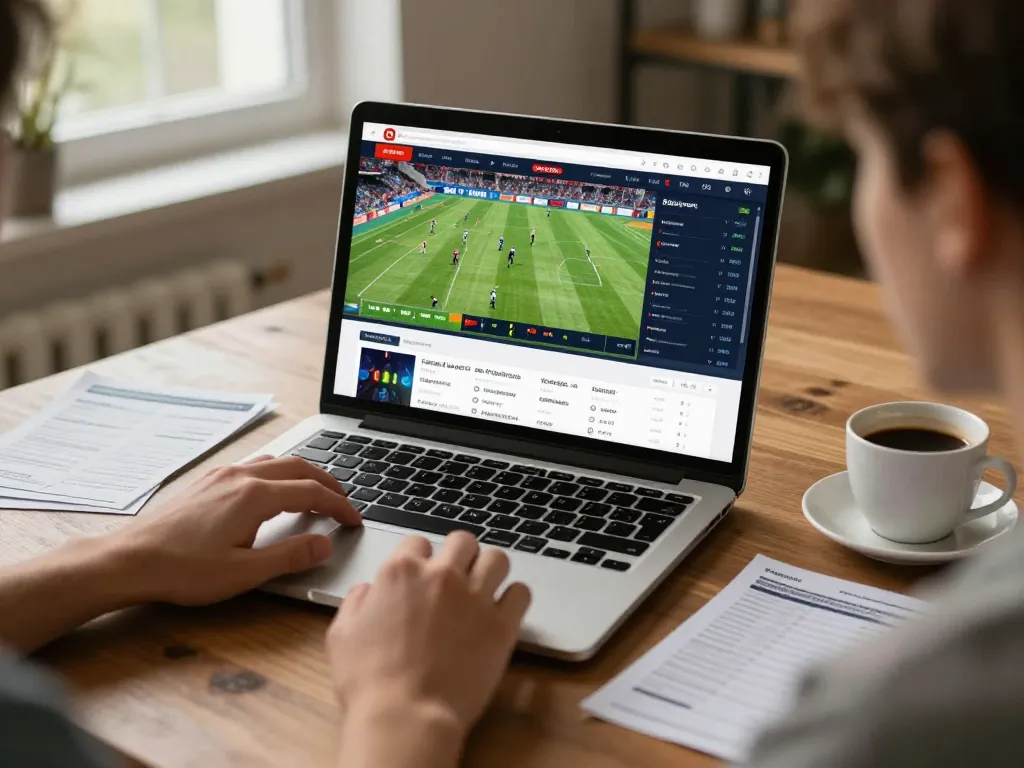 Betting on live football matches with CAKHIATV from a cozy home setting, showcasing strategic gameplay