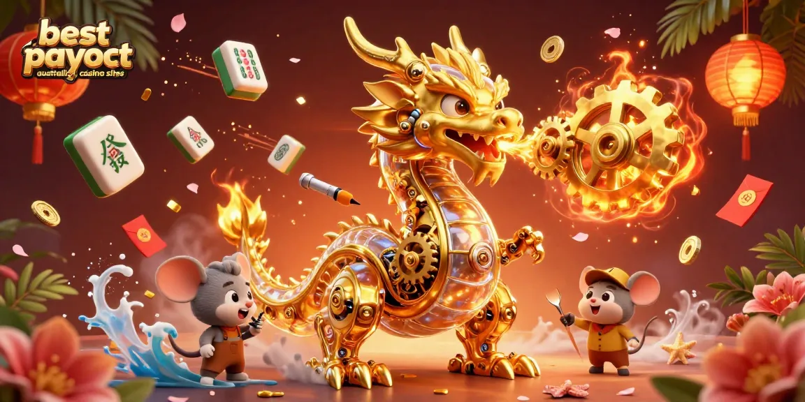 Experience the thrill with the best payout australian casino sites featuring a golden dragon and game elements.