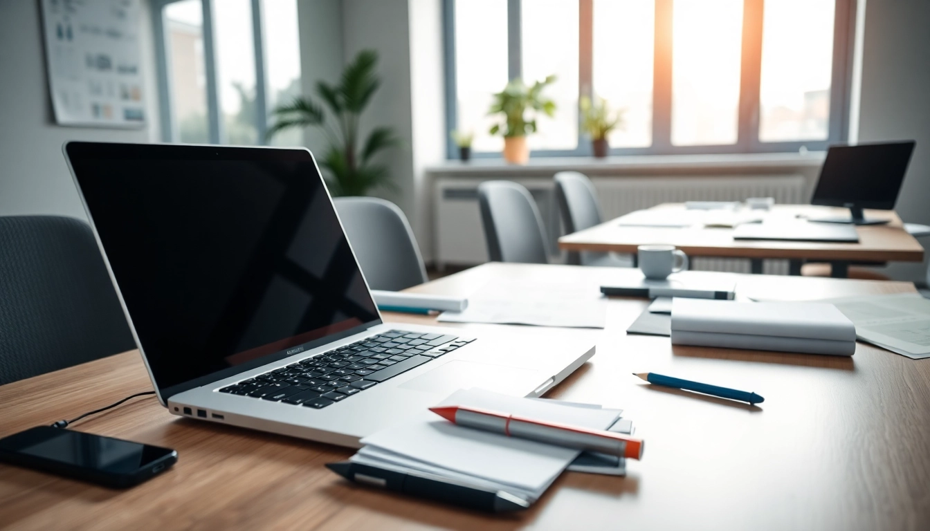 Typing Center equipped with modern technology and a sleek workspace design.