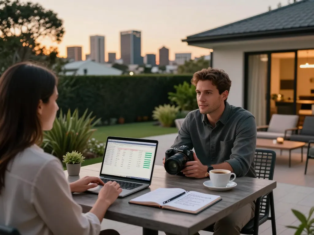 Engaging scene of Airbnb management in Brisbane with Cameron illustrating strategies for property owners.