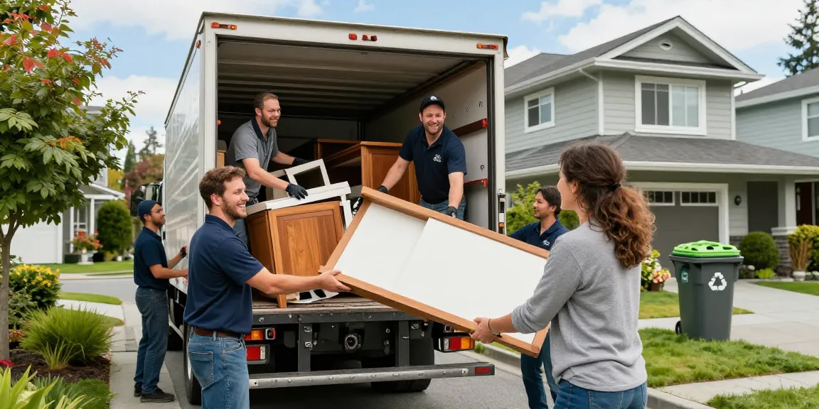 Efficient team performing target Junk Removal Vancouver service, eco-friendly disposal, and community engagement.
