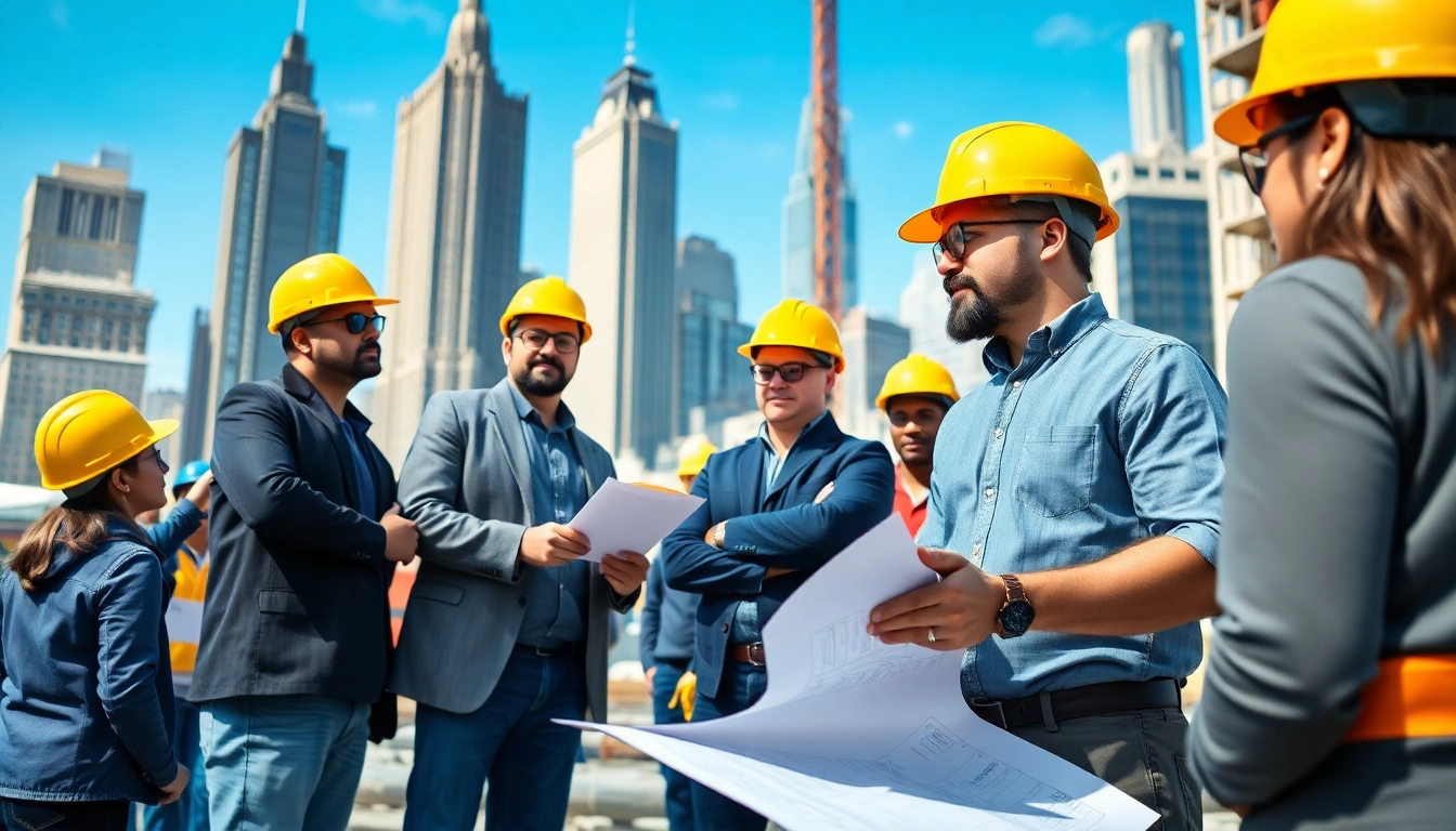 Efficient New York Construction Manager leading a construction team at a vibrant NYC site