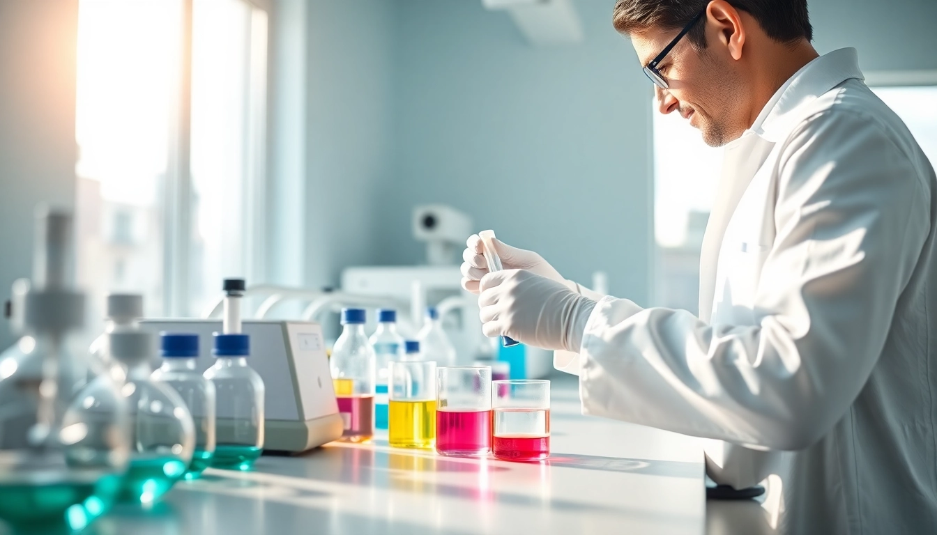 Engaged technician handling peptides in a clean lab reflecting the expertise of https://hydroresearchpeptides.com/.