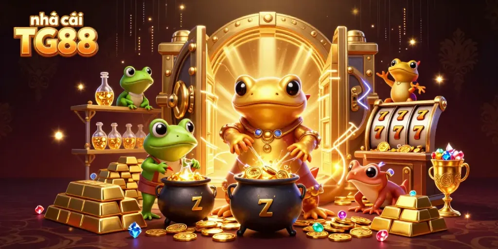 Engage with the enchanting world of nhà cái TG88 through magical gold transmutation and vibrant casino elements.