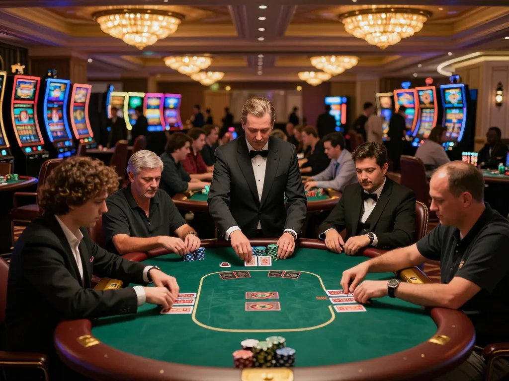 Players experience thrilling poker action at 88vvgo in a luxurious casino setting.