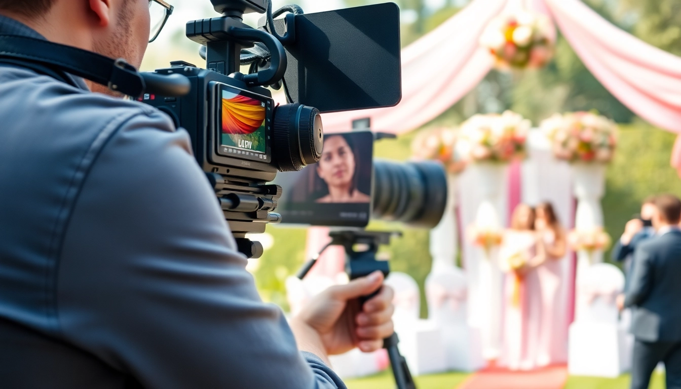 Experience Event videography at a lively outdoor wedding with a skilled videographer in action.