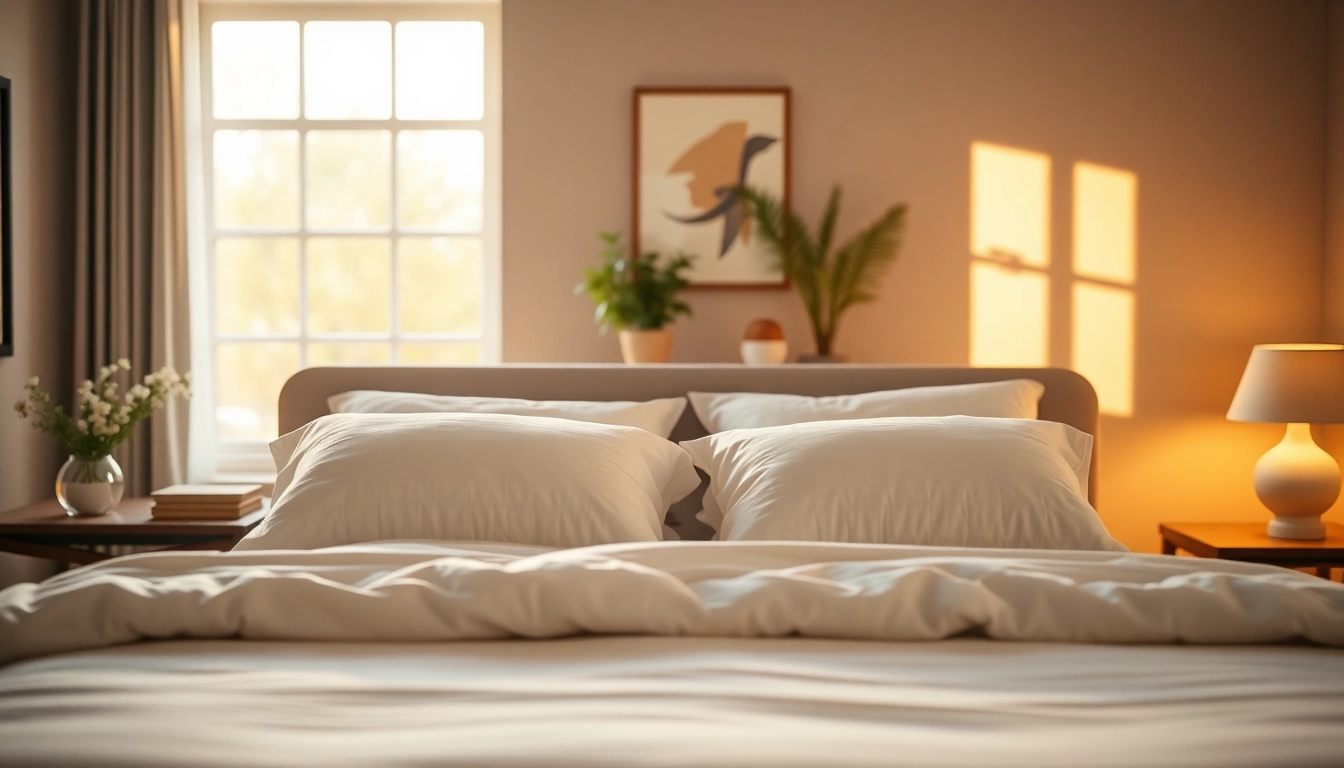 Enhance sleep quality with a comfortable posturepedic bed featuring plush pillows and soft linens.