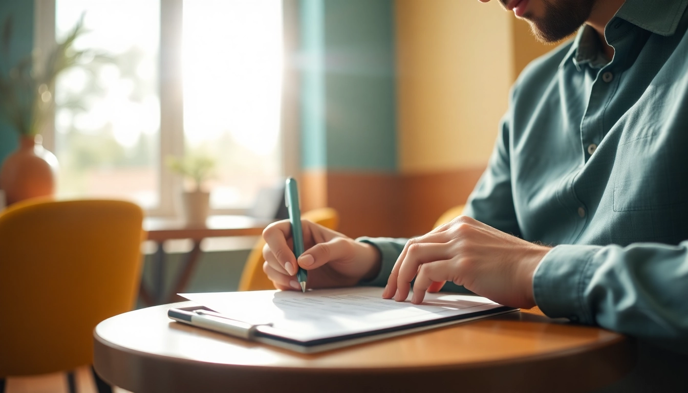 Apply for uk eta online application in a cozy café environment.