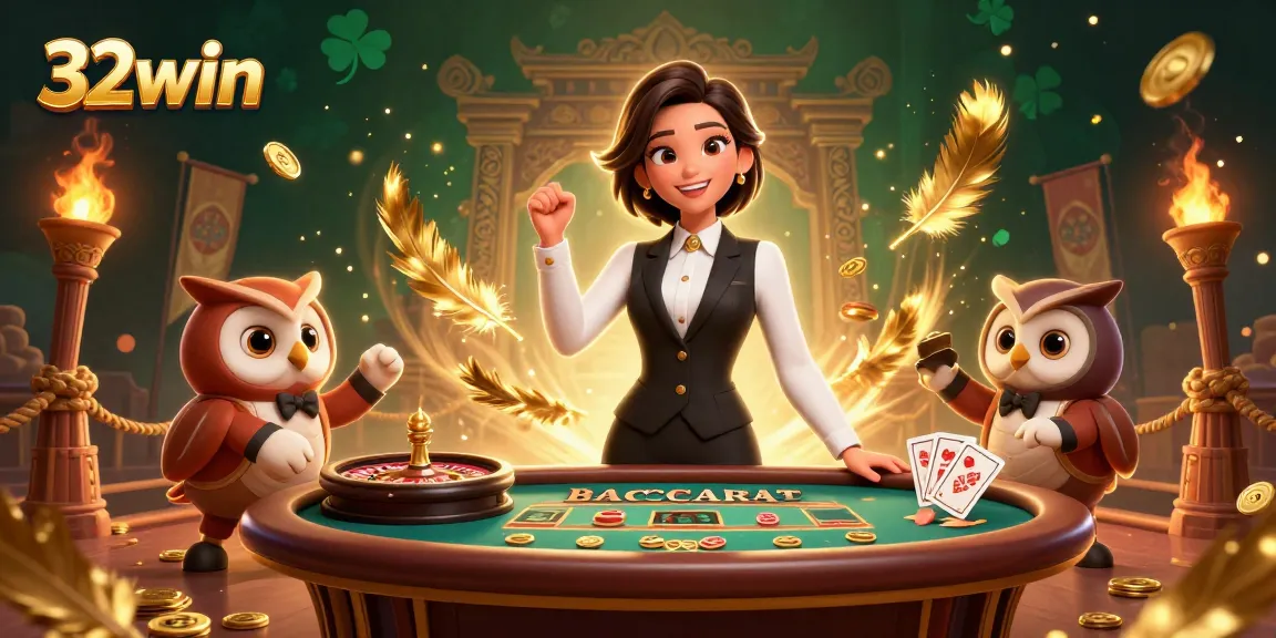 Engaging scene featuring 32win baccarat action with a dealer and assistant in a casino.