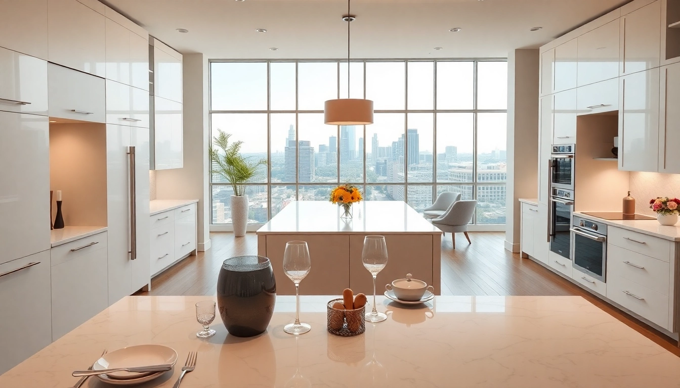 Revamping a luxury home remodel Austin with a modern kitchen design showcasing elegance and style.