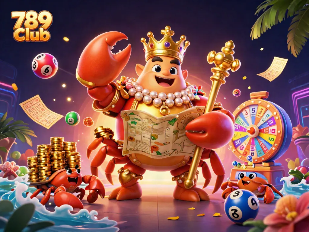 Engage with the vibrant world of 789 Club through this animated casino illustration displaying excitement and fortune.