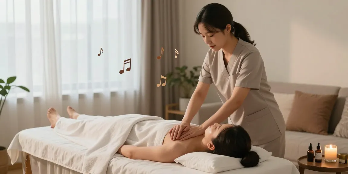 Relaxing 김포출장안마 session in a tranquil home setting, showcasing a therapist providing soothing massage.