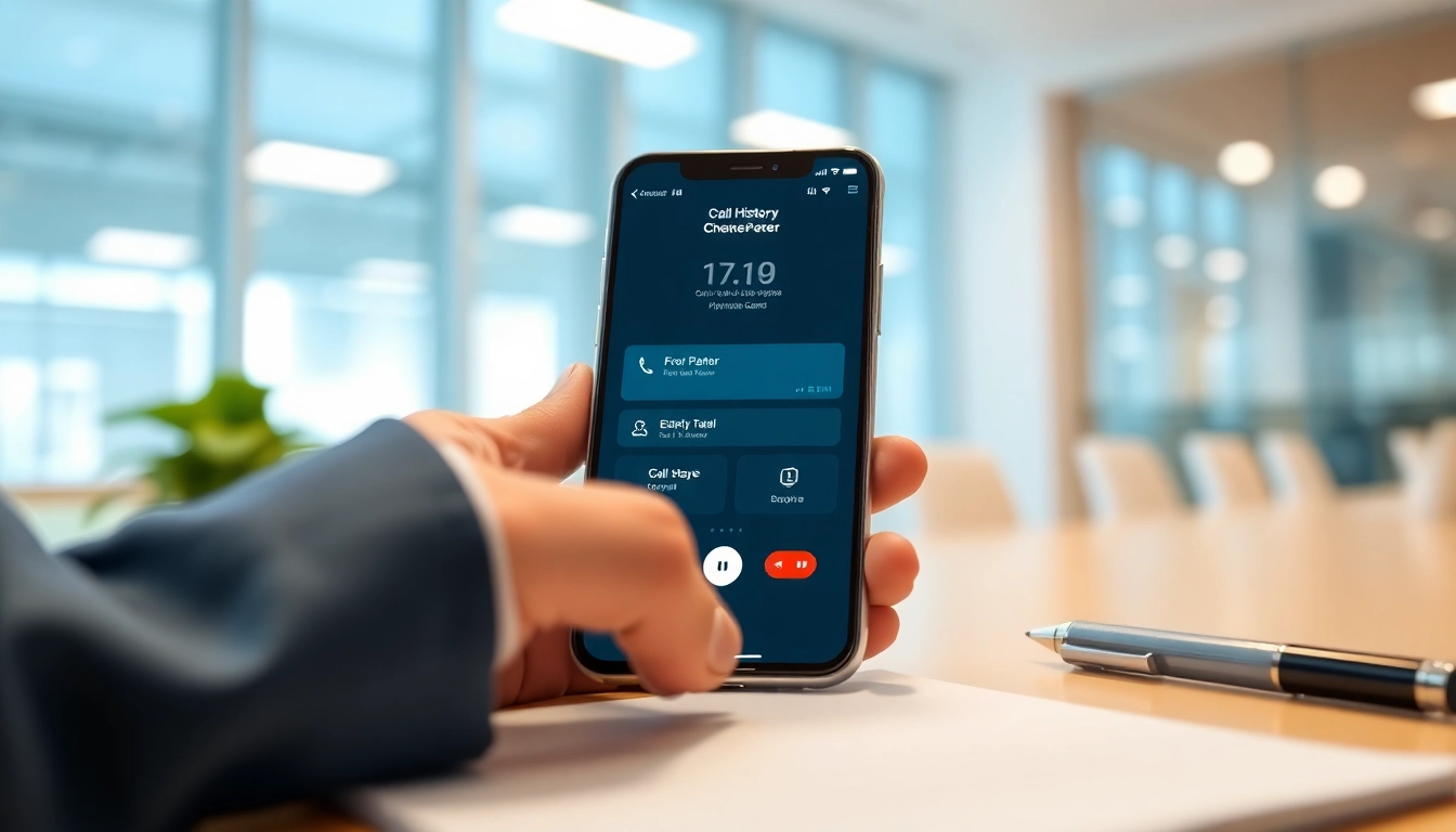 Visual representation of a call history checker app on a smartphone, emphasizing its user-friendly interface and features.