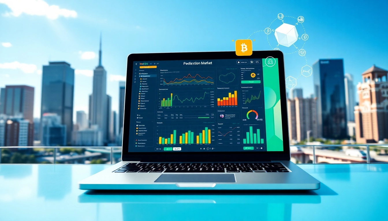 Engage with the Backpack Prediction Market, exploring digital interfaces and vibrant cityscapes.
