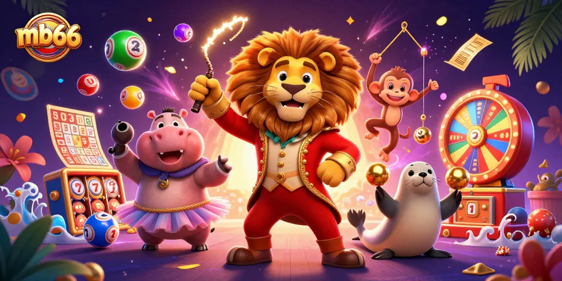 Experience mb66 with vibrant carnival characters and dynamic casino elements in a colorful 3D illustration.